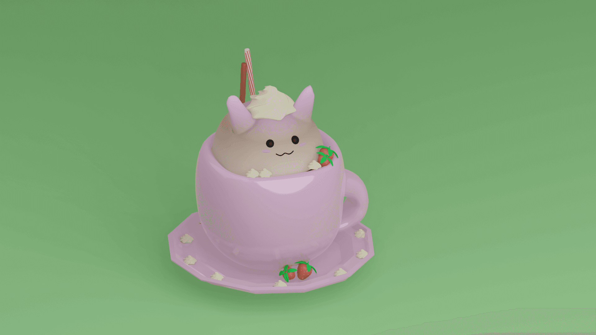 3D modeled of foam cat in hot tea